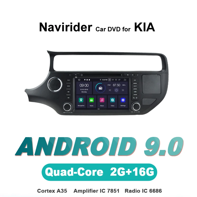 Excellent Navirider GPS Android 9.0 bluetooth stereo 4-Core 8-Core car DVD player for KIA RIO 2015 head unit autoradio accessories 1