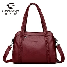 Knitting Women Genuine Leather Bags For Women 2018 Luxury Designer Handbags High Quality Shoulder Bag Ladies Tote Bags sac femme