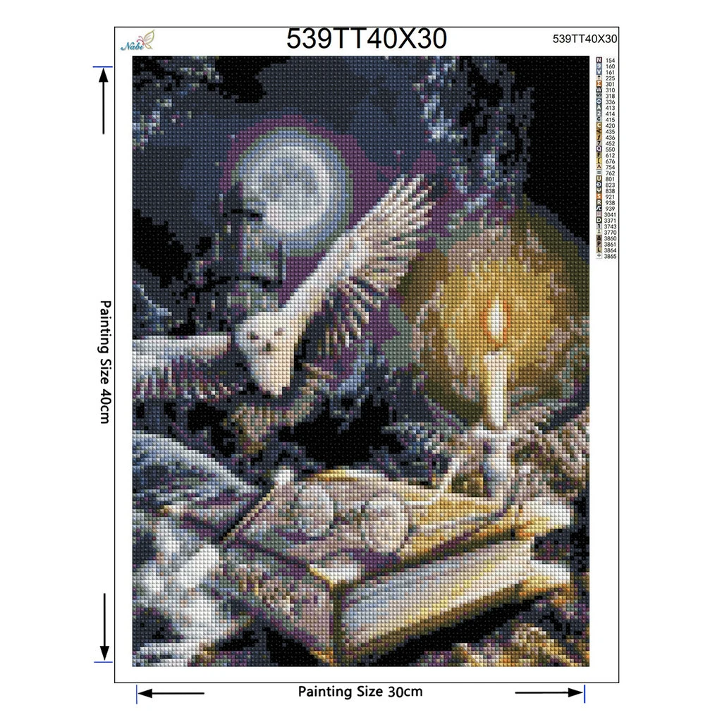 Diamond Painting 5D Diy Diamond painting Cross stitch Owl animal Diamond embroidery Magic book Full round Dimond moon castle