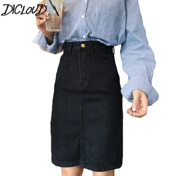 

DICLOUD Sexy Black Tight Skirt Women Fashion High Waist Denim Skirts Female 2018 New Split Casual Summer Jeans Skirt Clothing