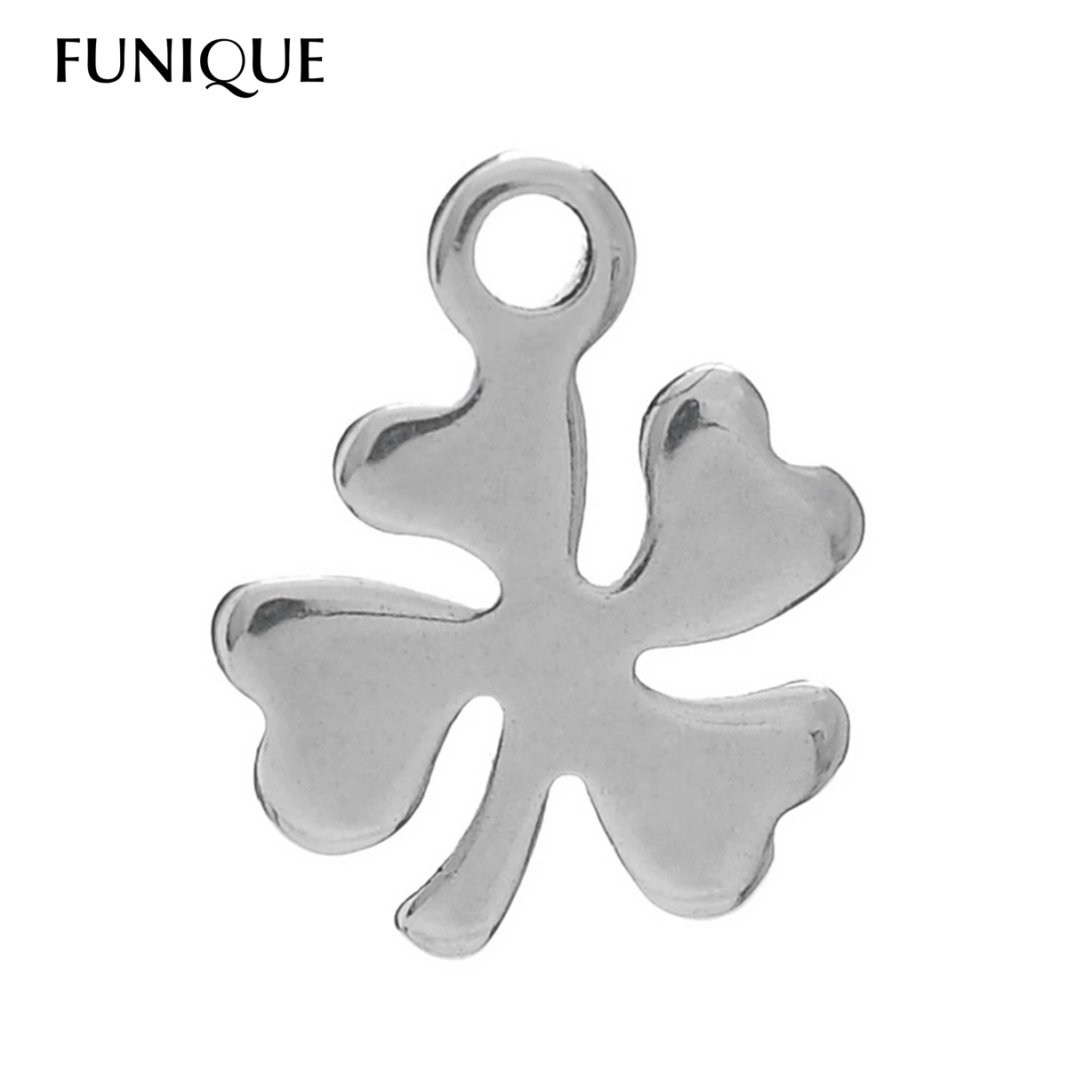 

FUNIQUE 5PCs Charm Pendants Clover shaped Stainless Steel Pendant For DIY Necklace Bracelet Findings Silver Tone 11mm x7mm