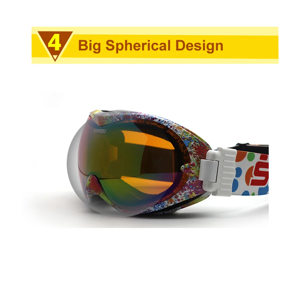 الجليد نظارات مكافحة الضباب uv400 ، الرجال النساء مراهقون تزلج نظارات العدسات المزدوجة المضادة للخدش