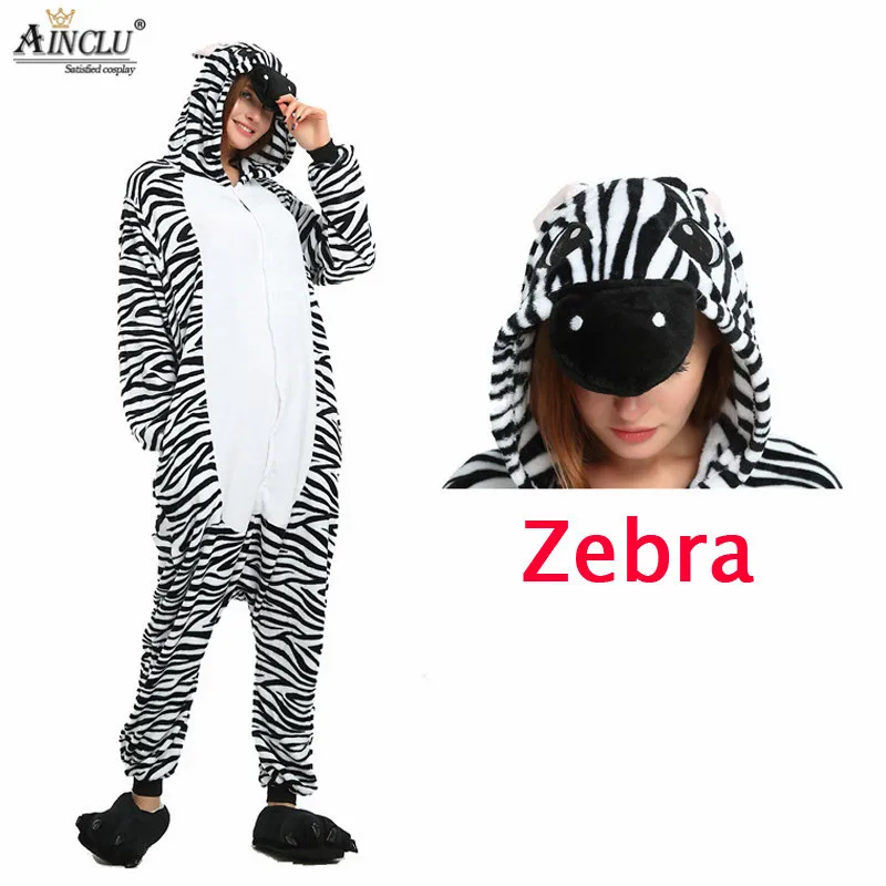 Ainclu Brand Zebra Pajamas Sets Flannel Animal Pajamas Winter Nightie