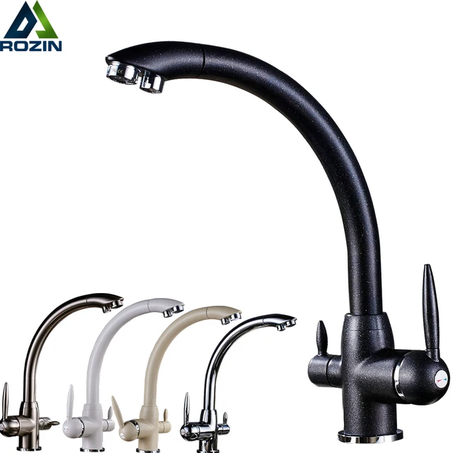 Special Offers Swivel Drinking Water Kitchen Faucets 360 Degree Rotation with Water Purification Features Double HandleF Tri Flow 3 Way Filter 