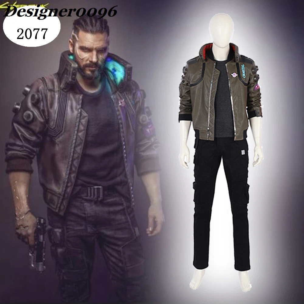 

2018 New Game cyberpunk 2077 game cosplay costume same leather jacket cos 1:1 Halloween man woman PU shirt Can be customized