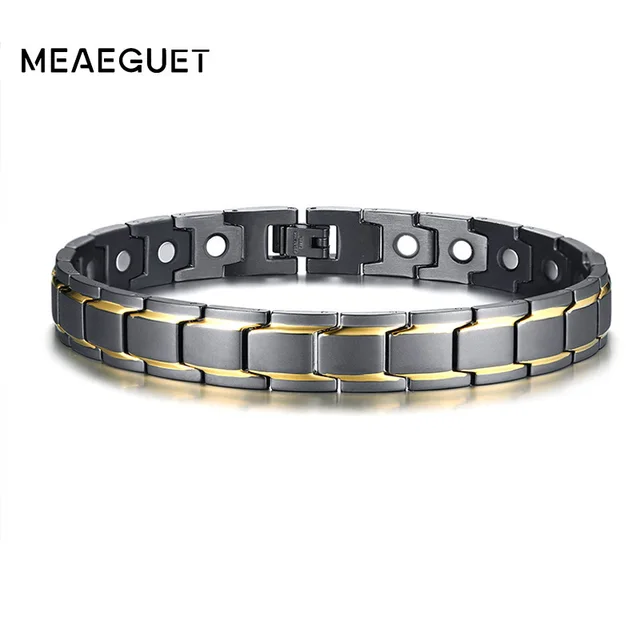 Fashion Ankle Men Bracelet Magnet Bio Energy Stainless Steel Fashion Ankle Men Bracelet Magnet Bio Energy Stainless Steel Adjule Designer Medical Therapy Arthritis Male Leg
