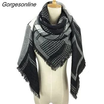 

2017 New Designe Women's Plaid Square Scarf Winter Acrylic Bandana Color Matching Unisex 8 Colors Wholesale