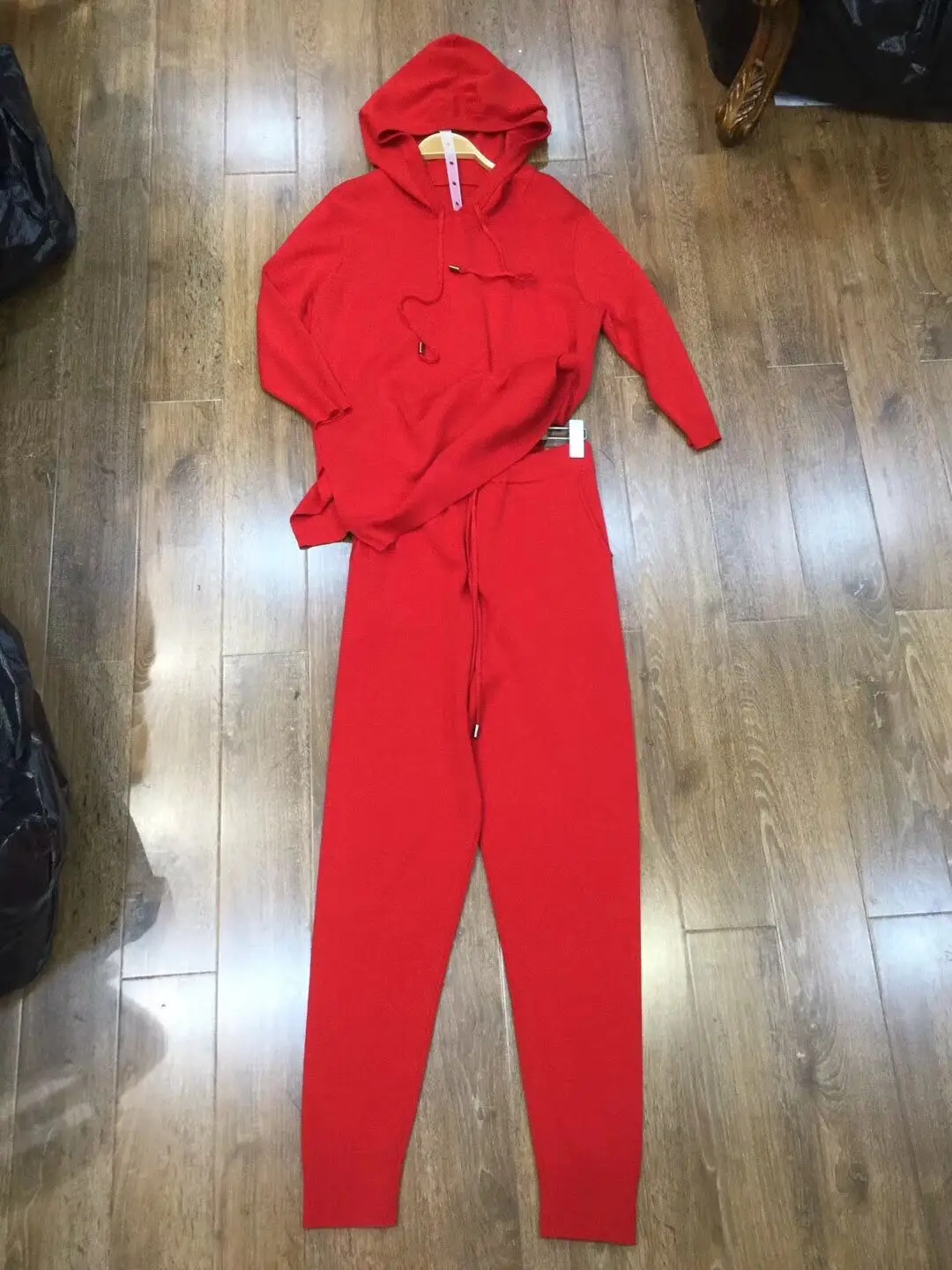 Новинка осени, женский костюм, ice silk, трикотажная толстовка с капюшоном+ брюки, повседневный женский костюм из двух частей