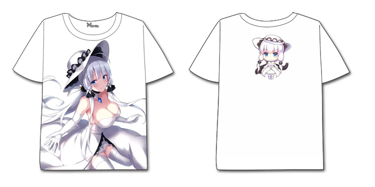 Azur Lane Game Anime Unisex T-shirt Cute Short Sleeve TEE Tops Laffey,Illustrious,HMS Unicorn etc. 18 Patterns - Цвет: Illustrious2