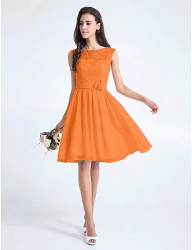 orange knee length dress