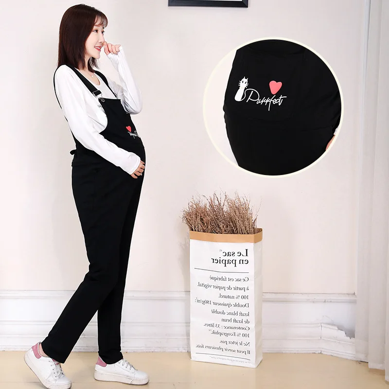 Плюс Размеры для беременных Комбинезоны Костюмы давай комбинезон Для женщин Хлопок Длинные Свободные Комбинезоны Брюки для беременных LadiesTrousers Kitty печати