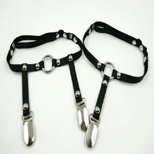 Женские кожаные подвязки в стиле панк Харадзюку С Круглым круглым вырезом, простые милые с заклепками в виде сердца, duckbill gourd duckle, эластичное кольцо для ног, кожаные подтяжки