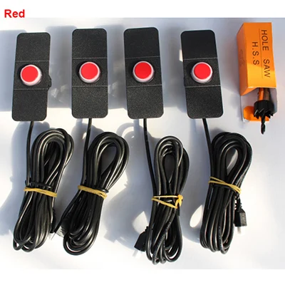 Red Sensors Автомобиль Сенсоры парковочные парктроники 4 черный/серебристый/белый 13 мм без каблука Датчики Обратный резервного Радар Звук Звуковой сигнал регулируемый звук - Название цвета: Red Sensors