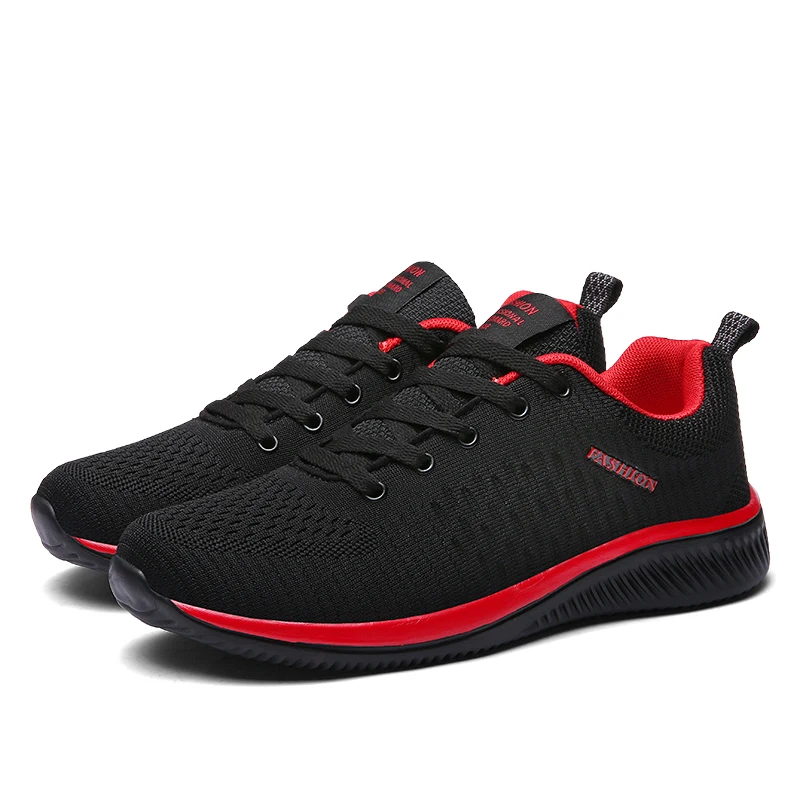 Модная мужская повседневная обувь; Мужская сетчатая Обувь На Шнуровке; легкие удобные дышащие Прогулочные кроссовки; Tenis Feminino Zapatos - Цвет: red
