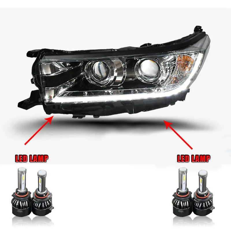 ALL LED 2 шт. светодиодный фонарь для Toyota Highlander 08-19 Автомобильный светодиодный фонарь с двойными ксеноновыми линзами автомобильные аксессуары дневные ходовые огни противотуманные фары - Цвет: ALL LED
