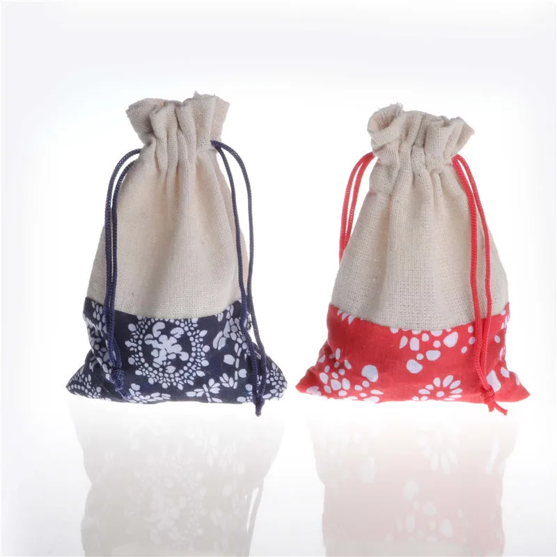 

10Pcs/lot Wholesale 13*10cm Drawable Cotton Linen Christmas Wedding Gift Bags Jewelry Candy Packing Drawable Bags&pouch