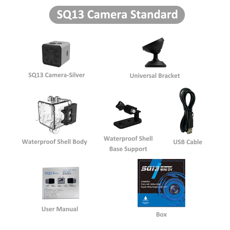 Silver SQ13 Мини WiFi камера Espia HD 1080P ночного видения Видео ДАТЧИК водонепроницаемость Gizli Kamera Casus маленькая Карманная камера DV рекордер - Цвет: Silver