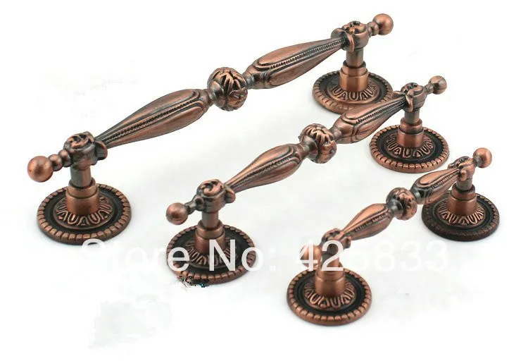 2 шт. 128 мм Красный Бронзовый Декоративные Ручки Античная Кухня Шкаф Оборудование