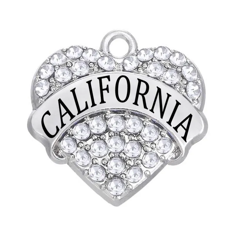 Хрустальное сердце сообщение califoria имя Шарм и подвески ювелирные изделия из города Иу с фабрики