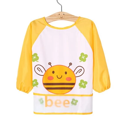 yellow bee Милый ребенок Дети малышей Дети Водонепроницаемый нагрудник принты животных из мультфильмов с длинным рукавом нагрудник для кормления фартук Лидер продаж одежда - Цвет: yellow bee