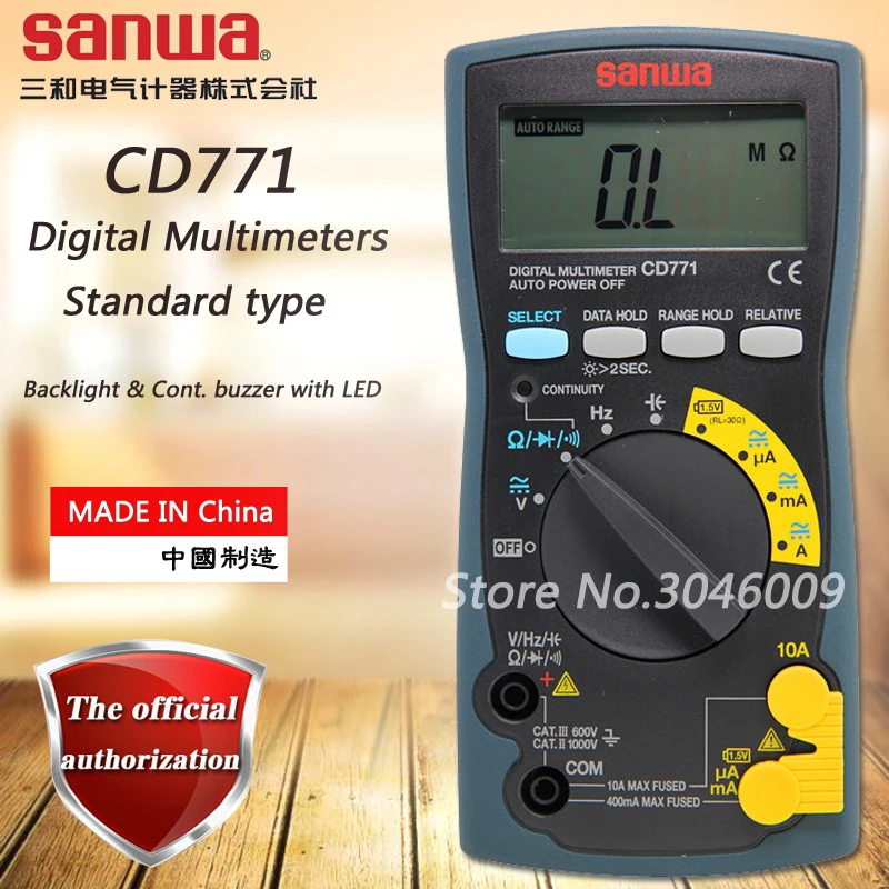 sanwa CD771 Standard Digital Multimeter Battery Check Backlight