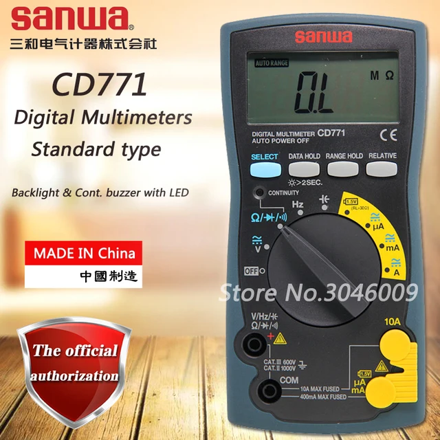 sanwa CD771 Standard Digital Multimeter Battery Check Backlight
