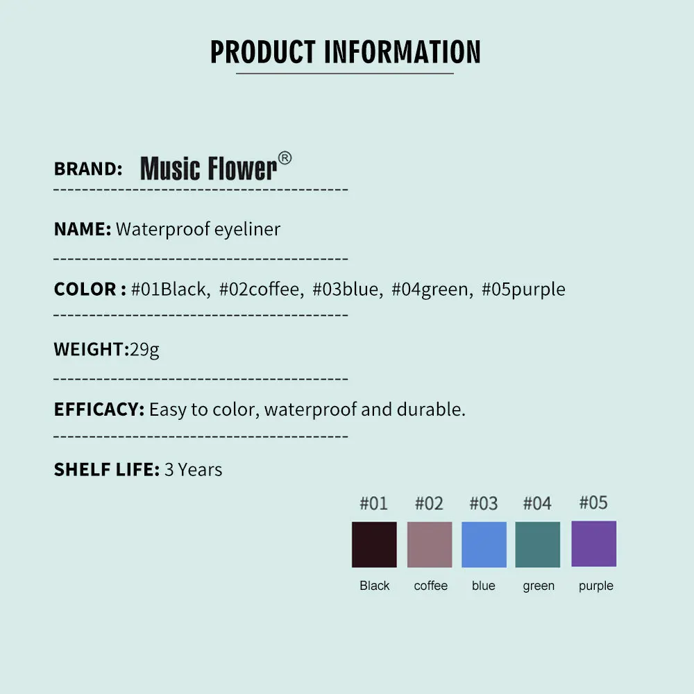 Музыка цветок гель подводка для глаз макияж 24 часа стойкая водостойкая гелевая подводка для век Косметика с кистью для женщин
