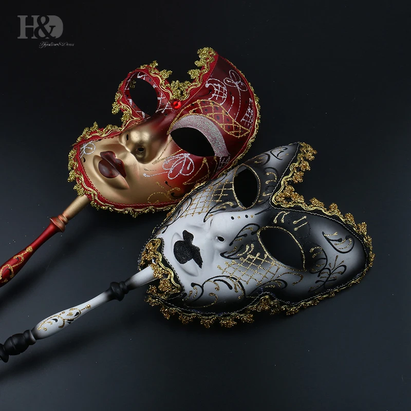 

H&D Venetian Couple Women and Men Mask Elegant Venetian Carnival Mask With Stick Fashion Masquerade Ball Masks Special Gifts