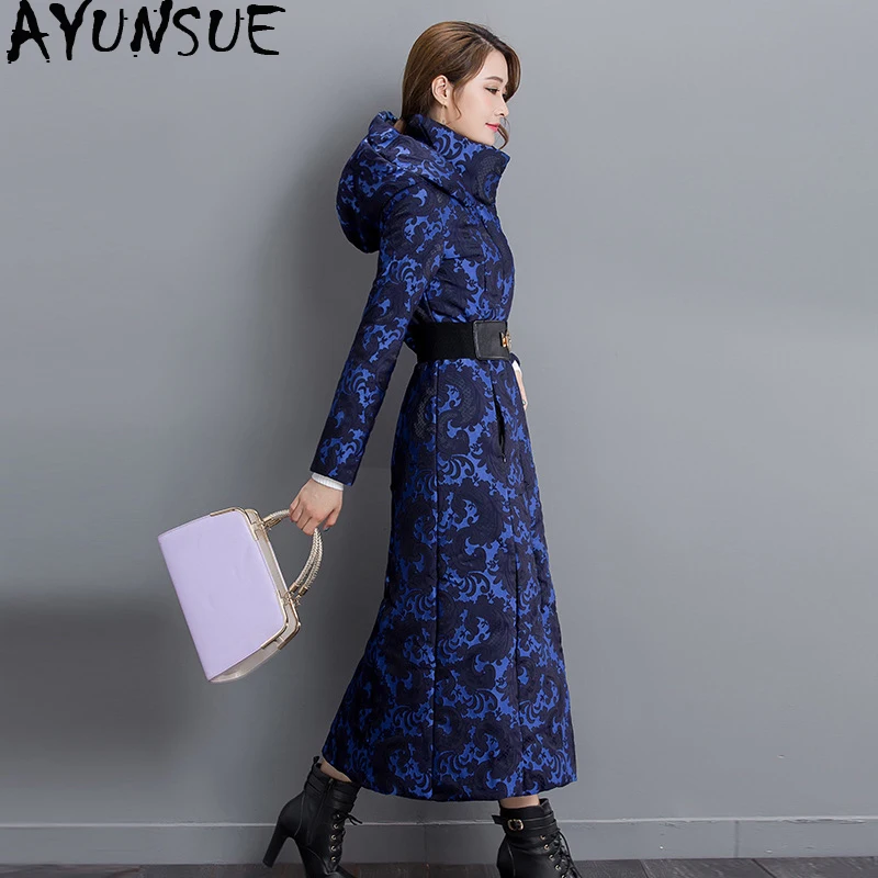 AYUNSUE, осенне-зимняя женская куртка, новинка, длинное пальто, парка для женщин, с капюшоном, с подкладом, тонкие женские куртки, винтажные парки Mujer KJ767