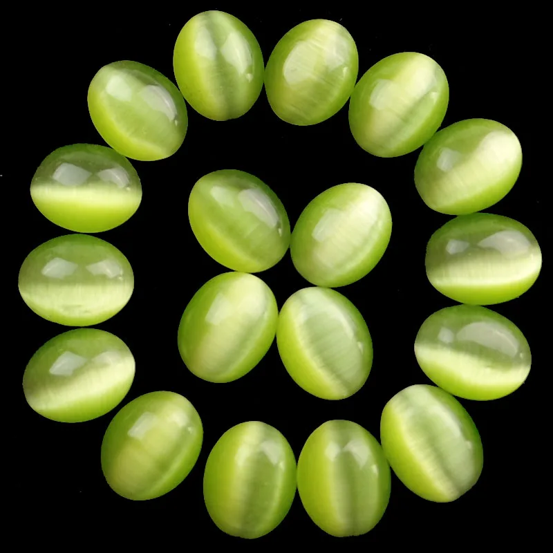 

Free Shipping Wholesale 18Pcs Cyan Cat Eye Gem Oval CAB CABOCHON 10x8x3mm SHX146