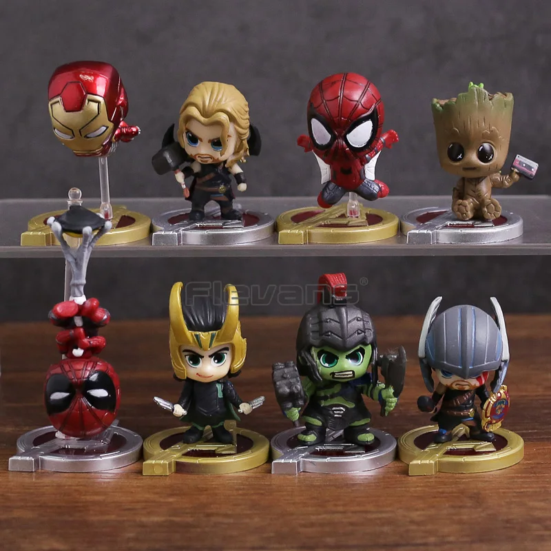 

8pcs/set Avengers Infinity War Figures Set Iron Man Loki Thor Hulk Spiderman Super Hero Mini PVC Figures Dolls Toys