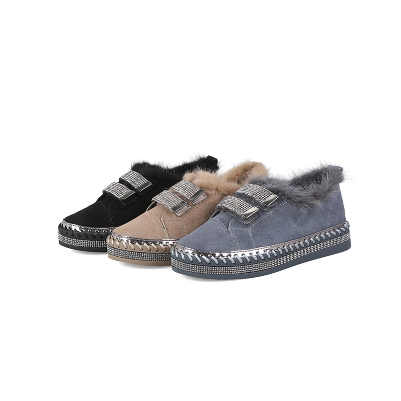 Plat Femelle Cheveux black Chaussures Au Apricot Bottes De Femmes Automne Nouveau Réel Chaud Top Mode 2018 Garder Cheville Cristal Qualité gray Hiver Nouvelle hQdxBsrCot