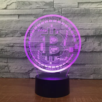 

3D visual three-dimensional LED bitcoin illumination 7 color night light table lamp 1721