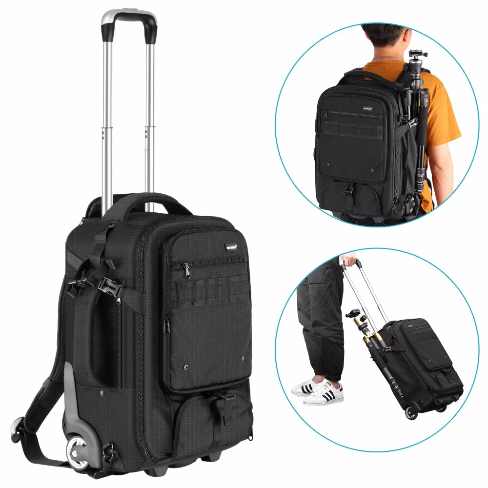 

Neewer 2-in-1 Rolling Camera Backpack Trolley Case with Side Handle
