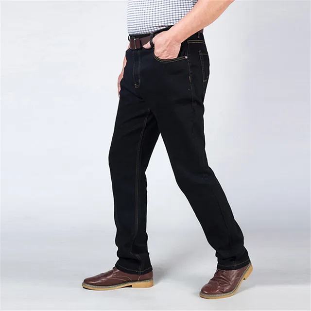 The 2017 men's high waisted jeans stretch male XL fat long black jeans ...