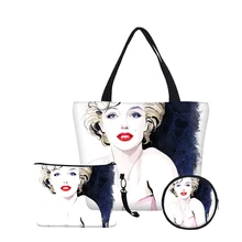 

VEEVANV Fashion Designer Sexy Monroe Printing Women Handbags Coin Purse 3pcs /Set Ladies Tote Handbag Girls Bookbag Shoulder Bag