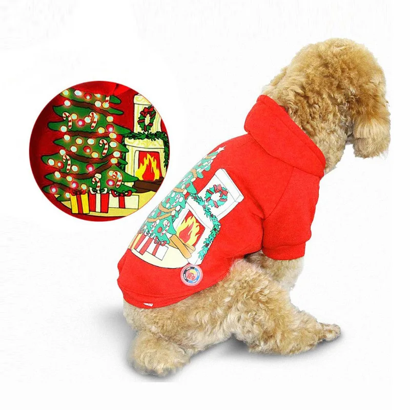 Christmas style LED light pet dog clothes Pet Dog Winter Warm Coat pet
