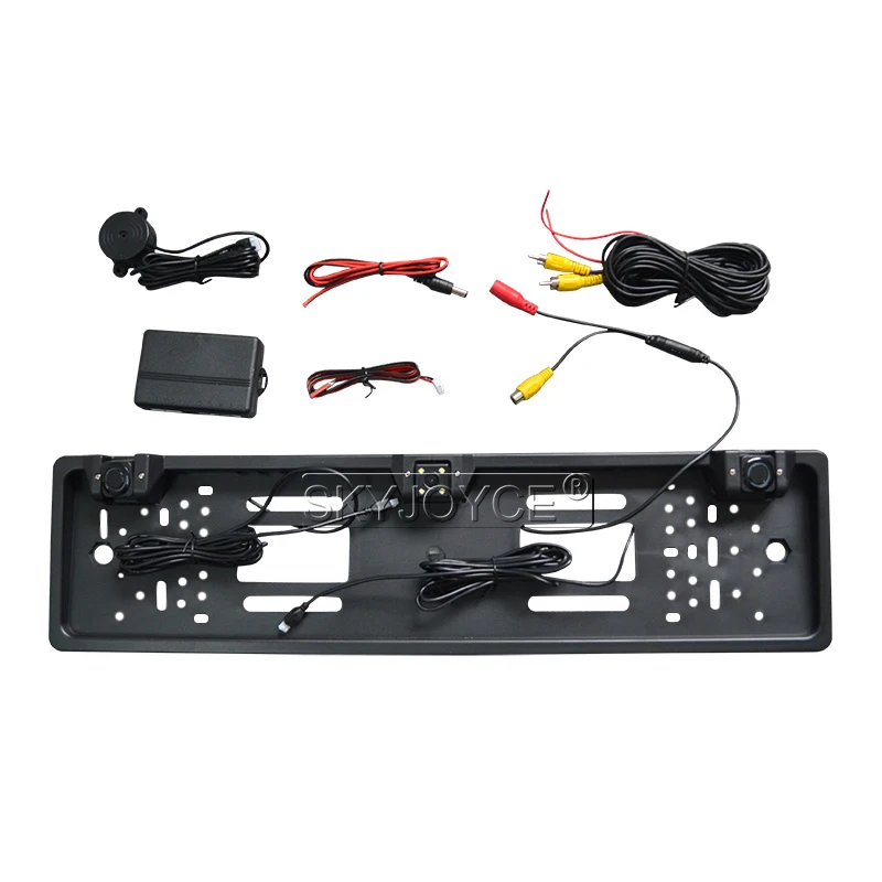 SKYJOYCE HD Rear view camera 4LED Universal European License Plate Frame Car Camera backup reverse camera with 2 parking sensor (1)