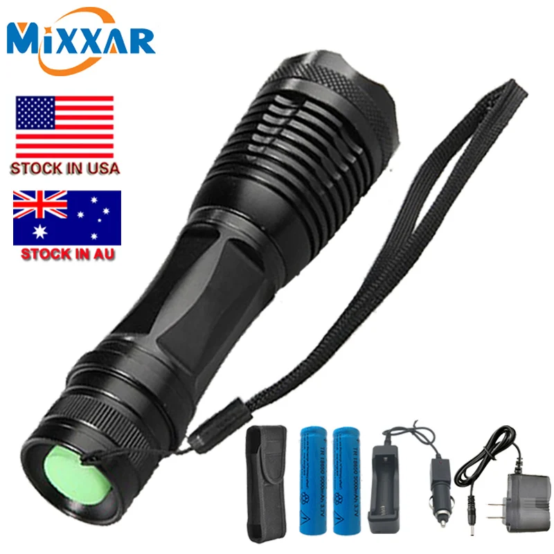 

ZK20 9500LM LED Flashlight torch T6 L2 waterproof flashlights 5 mode Adjust Lantern Camping Cycling Lamp Light 2*18650 Battery