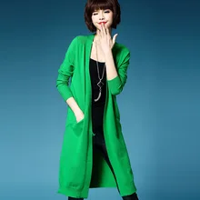 2016 Cardigan Women Winter Long Wool Cardigan font b Sweater b font Coat Knitted V neck