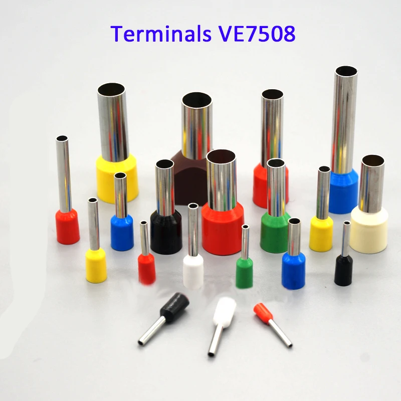200PCS E7508 0.75mm Blocks Pin Tube Insulated End Terminal Wire Copper