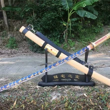 Японский самурайский меч катана ручной работы, лезвие из углеродистой стали голубого цвета