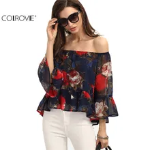 COLROVIE Spring New Arrival High Street Fashion Casual Style Multi Color Three Quarter Length Sleeve Floral Vintage Print Blouse