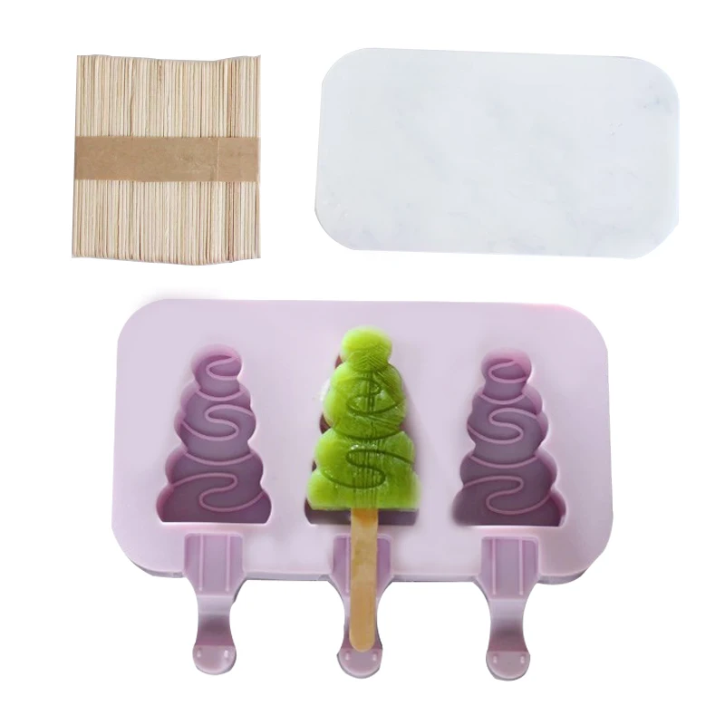 1Pcs Summer Silicone Ice Cream Mold With 50 Wood Sticks Reusable Ice Cubes Popsicle Molds Ice Cube Maker Ice Cream Mould Tools - Цвет: B