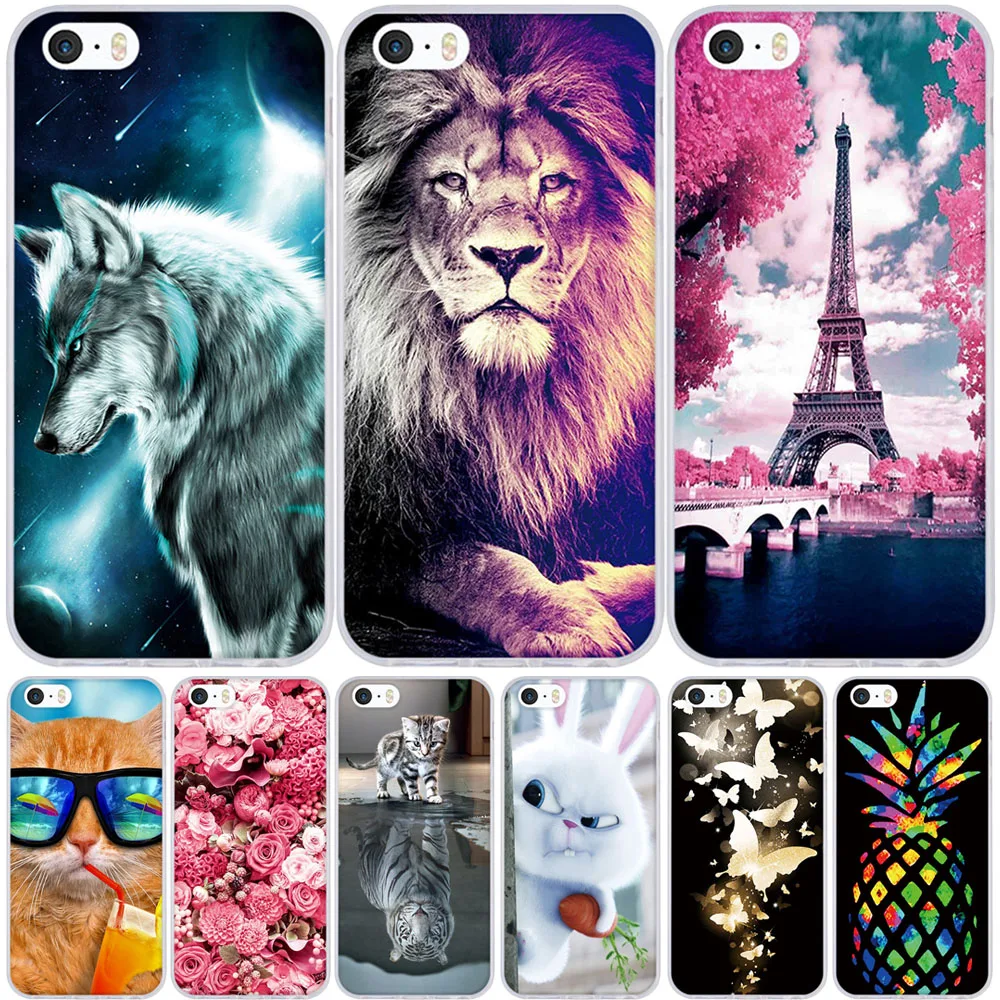 For iPhone 5 5S SE Phone Cases For iPhone 5S Case 3D Pattern Cute Capa For iPhone SE Case Silicon TPU Cover For iPhone 5 Case