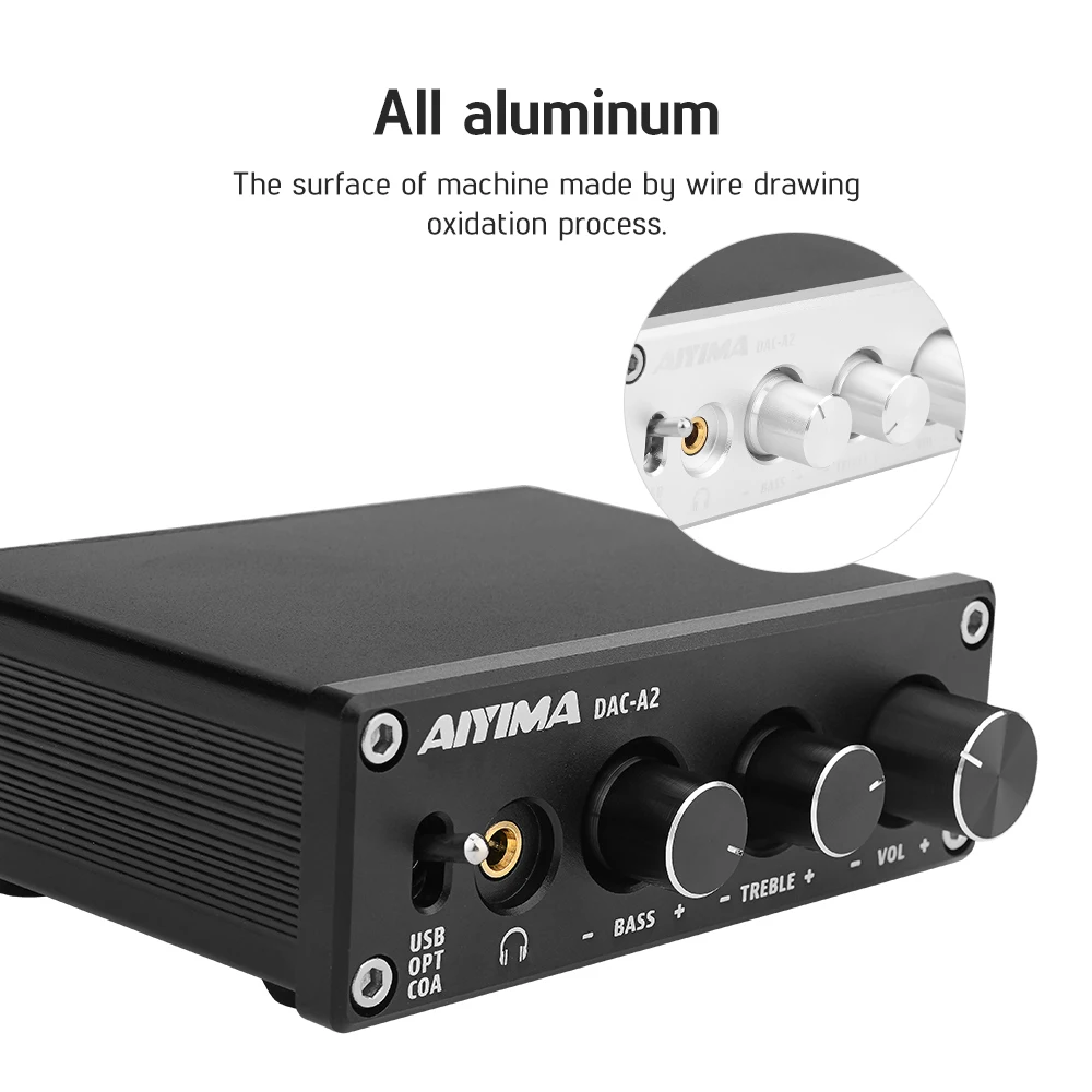 AIYIMA Mini Amplificador 2,0 Hifi цифровой декодер USB DAC аудио усилитель для наушников 24 бит 96 кГц коаксиальный Оптический выход RCA Amp