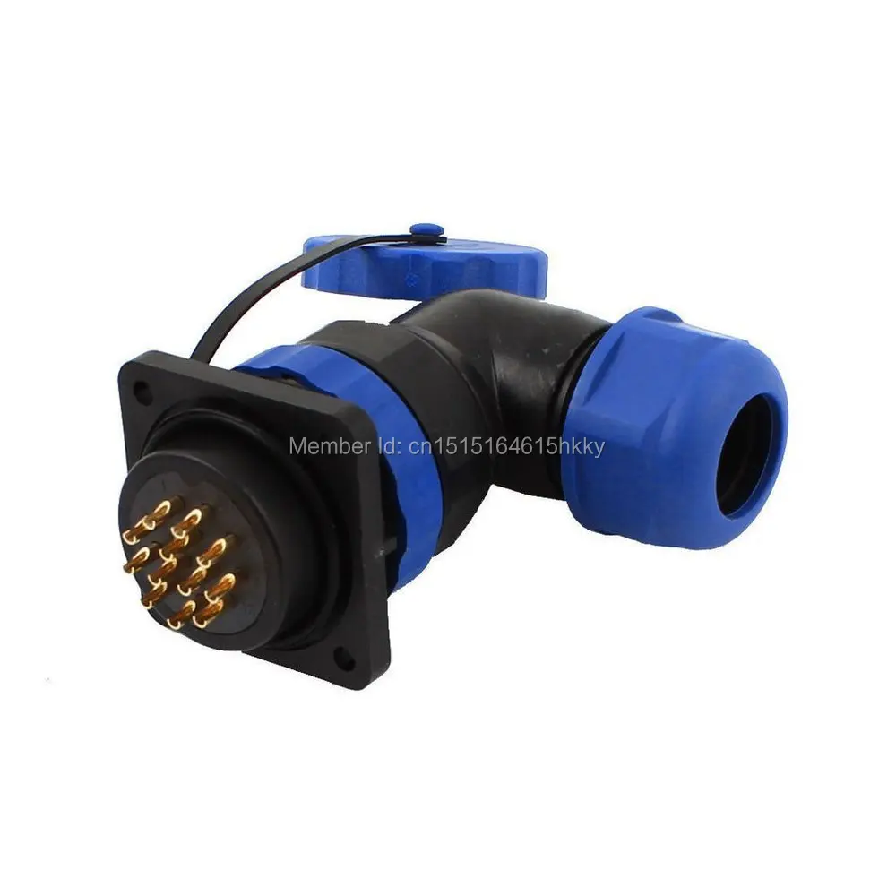 

SD28 28mm 12 Pin 12P Square Flange Waterproof Aviation Connector Right Angle IP68