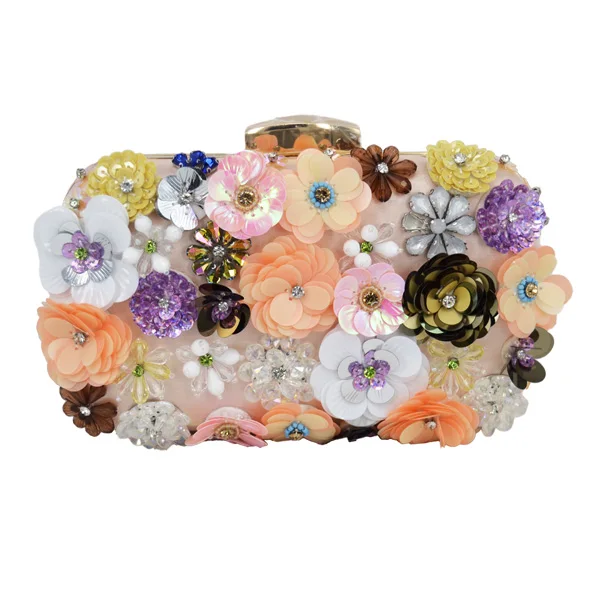 Новейшая Роскошная Дамская вечерняя сумочка с бриллиантовым цветком, сумочка-клатч на руку для свадебной вечеринки, Сумочка на плечо с цепочкой, клатч для банкета 804 - Цвет: flower clutch bag