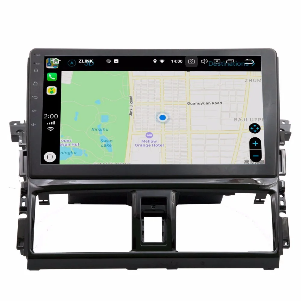 Discount 10" Android 8.0 2.5G IPS Screen 2G RAM Quad Core CPU Car Radio GPS Navigation Player For Toyota Vios 2014-2016 Car Player 1