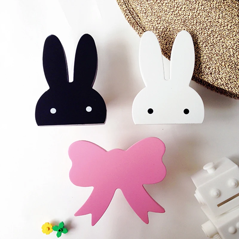 Cute Bunny Wooden Wall Hangers DIY Hooks Rabbit/Cloud/Bow